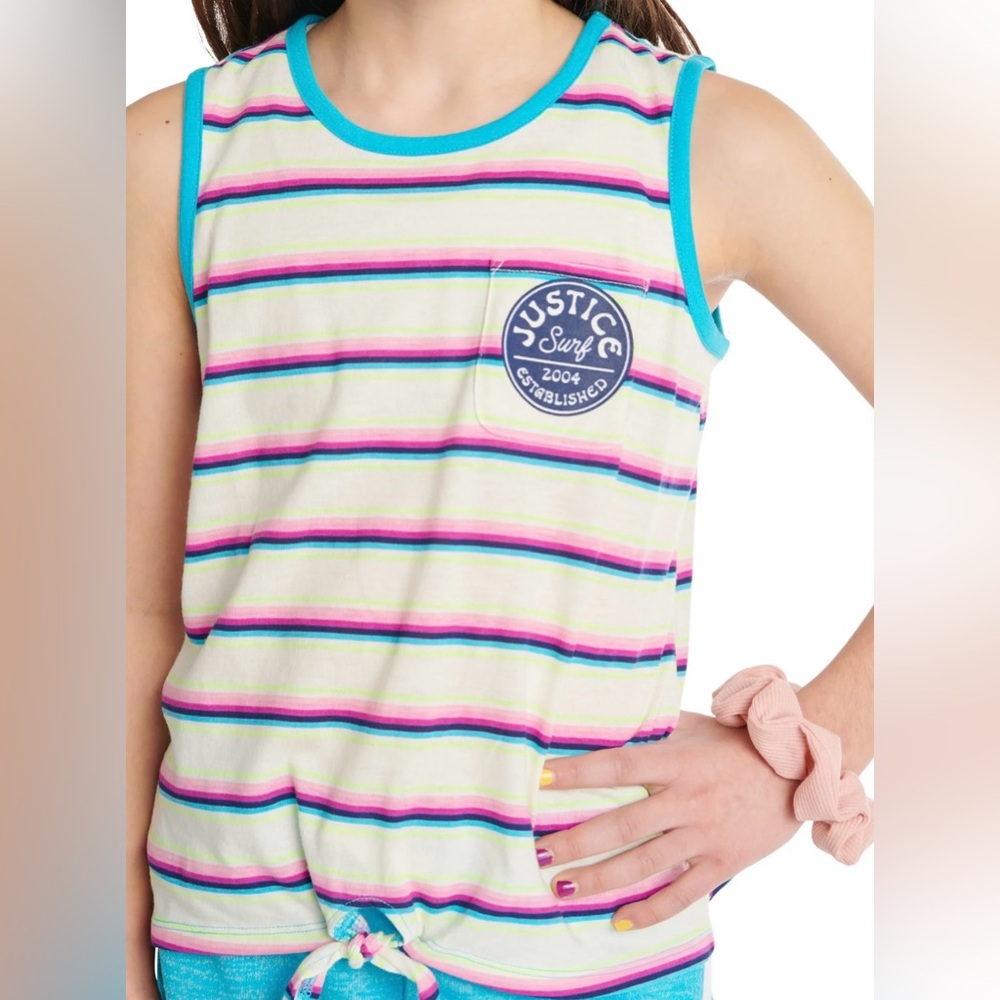 4/$25 | NWT | Justice | Colorful Striped Tank Top for Girls | Medium (10)